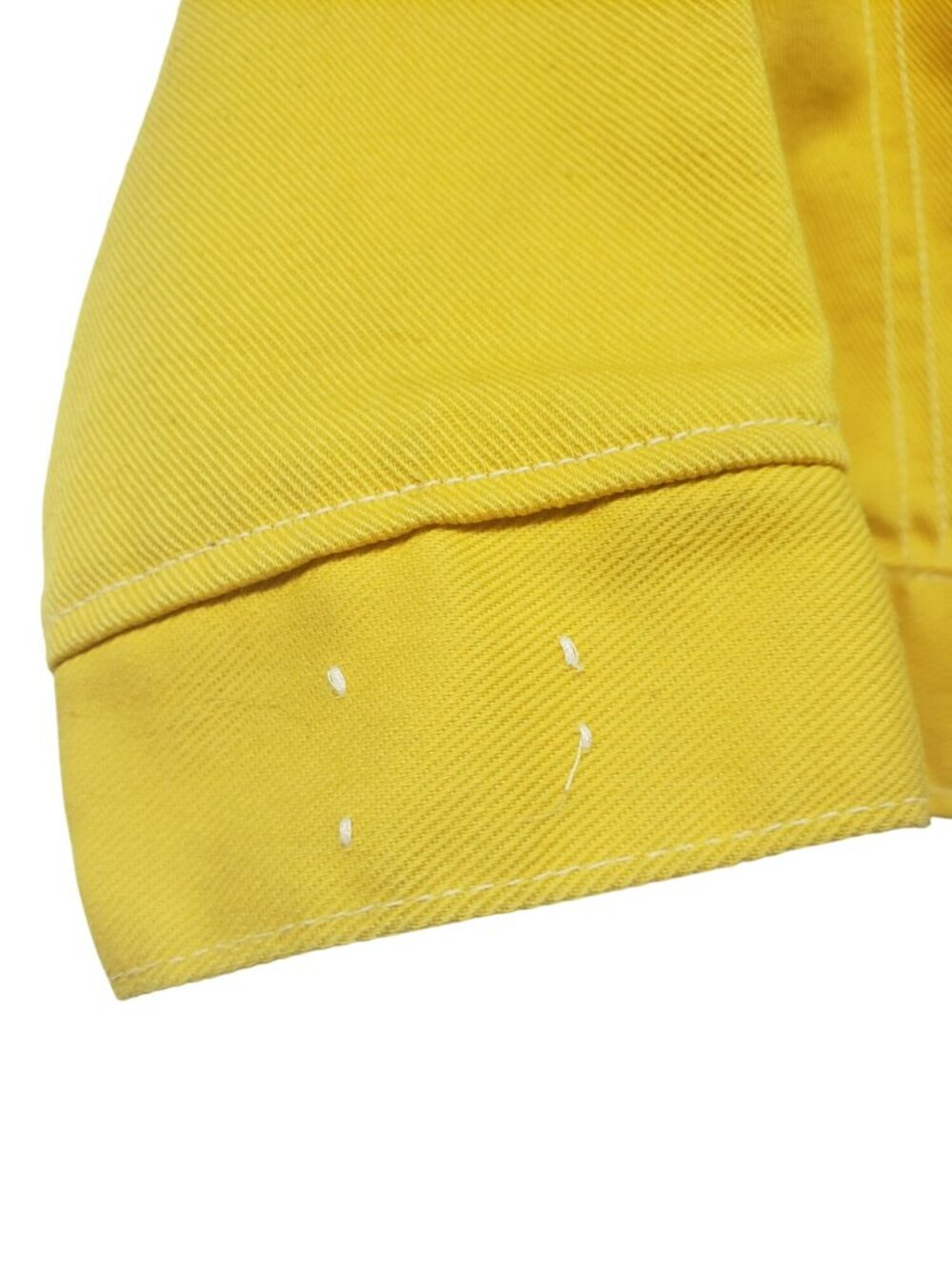 Vintage Levi's Saddleman Kids Youth Yellow Denim Jean Jacket FLAWS Girls Size 7 - Picture 11 of 16